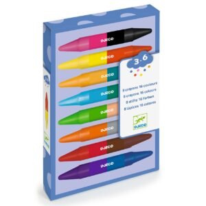 8 CRAYONS DE CIRE DOUBLE COTE