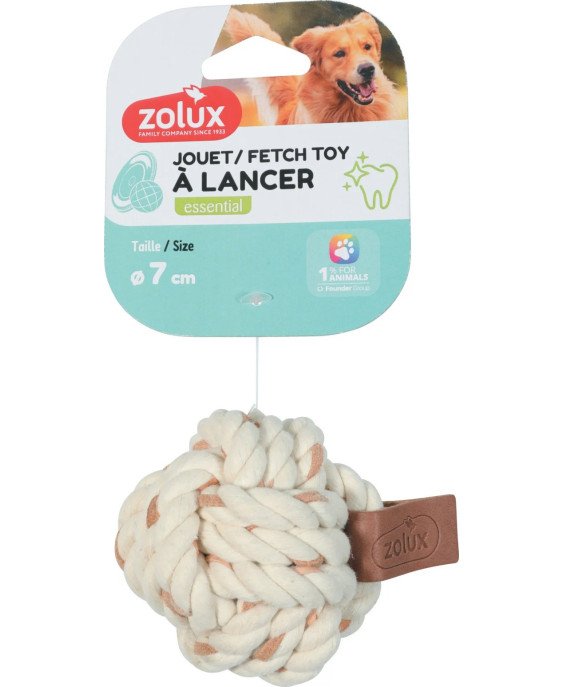 balle chien leather touch 7cm zolux jouet resistant lancer