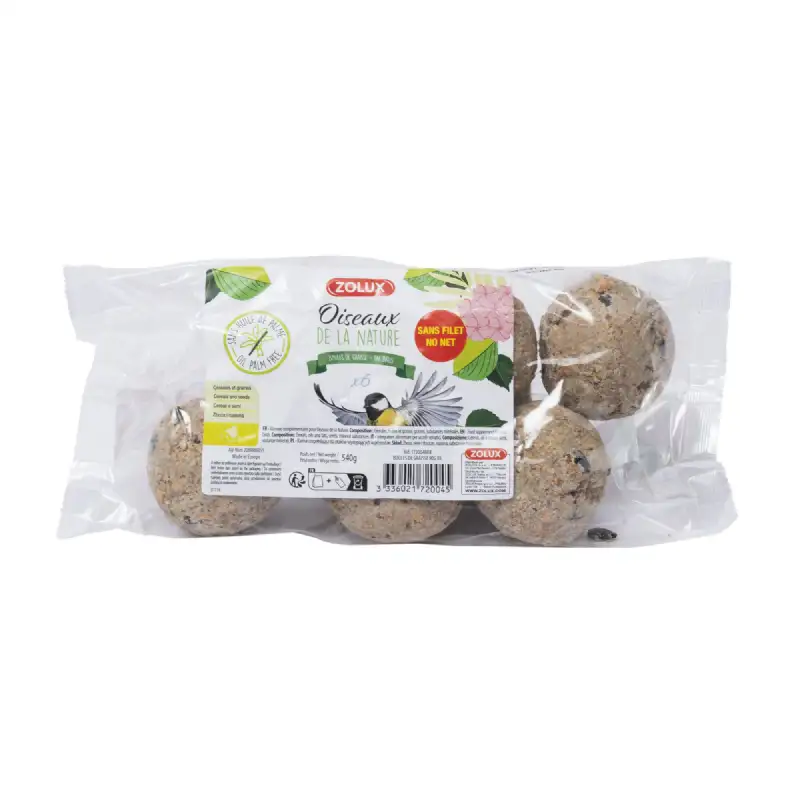 boules de graisse zolux 90g x6 oiseaux alimentation jardin
