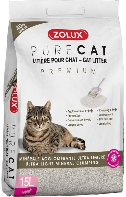 litiere silice purecat 15l zolux chat cristaux absorbants anti odeur