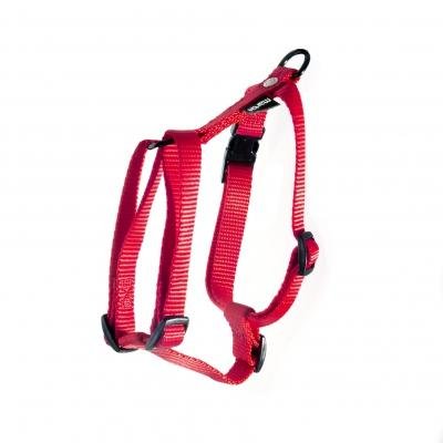 Harnais nylon rouge pour chien 30-40 cm. Léger, réglable et idéal pour petits chiens et chiots.