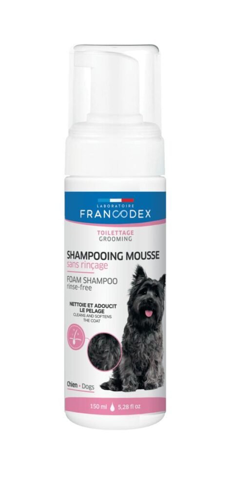 mousse sans rincage francodex chien chat 150ml nettoyage sans eau animal