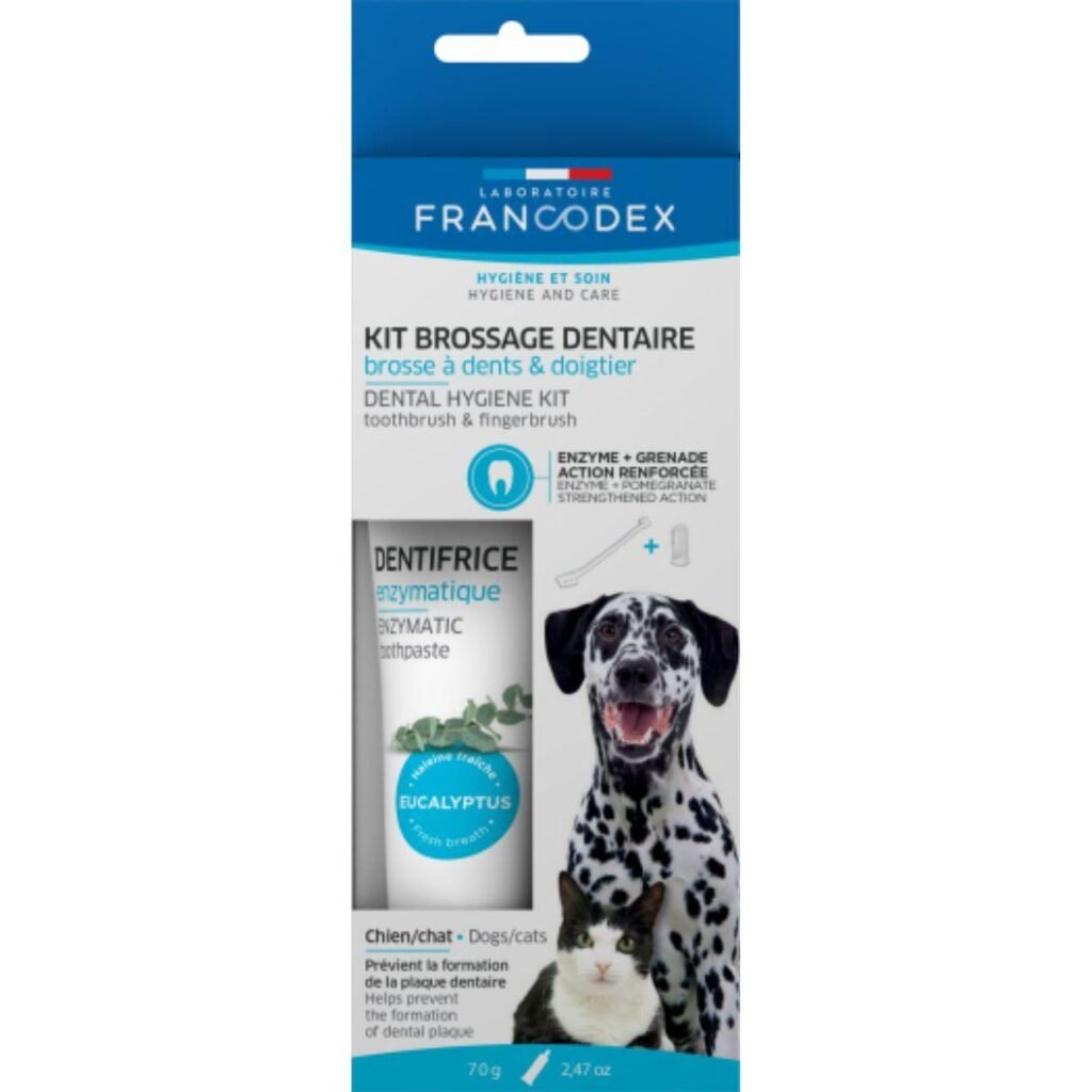 kit brossage dents francodex chien chat 70g dentifrice brosse hygiène dentaire
