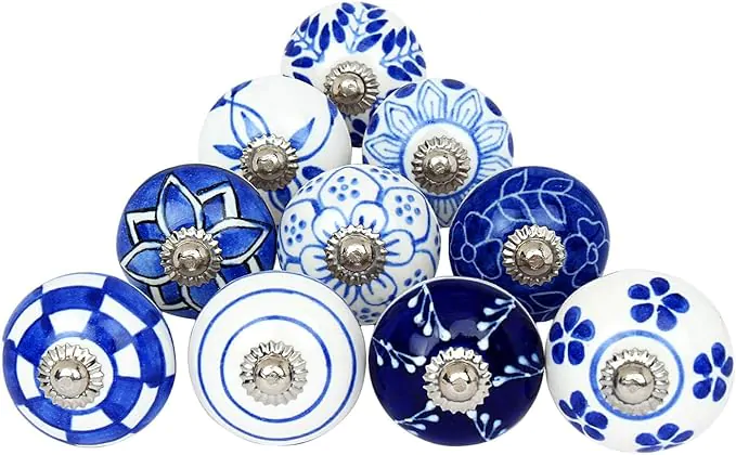 POIGNEE COCOTTE BOULE CERAMIQUE BLEUE – Image 2